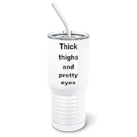 Confident Woman Thick Thighs Tumbler with Spill-Resistant Slider Lid and Silicone Straw (20 oz Tall Tumbler, White)