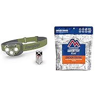 260 Lumen LED Headlamp Bundle with Mountain House Chicken Teriyaki Rice Backpacking Meals, 2 Servings