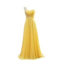 Women's One Shoulder Chiffon Floor-Length Evening Formal Prom Dresses Long