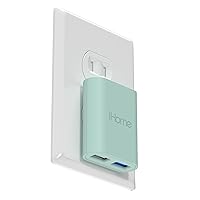 iHome AC Pro 3.4 Amp 2-Port USB Wall Charger, Flat Foldable Plug for iPhone 12/12 Pro/12 Pro Max/ 11/11 Pro/11 Pro Max/Xs,/Xs Max/XR/X/8/Airpods, iPad, Samsung Galaxy Android & More, Pastel Green