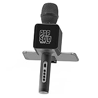 Tzumi PopSolo – Rechargeable Bluetooth Karaoke Microphone and Voice Mixer with Smartphone Holder – Great for All Ages (Black)