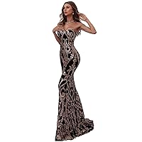 Sexy Tube Top Strapless Retro Sequin Elegant Evening Dress Floor-Length Bridesmaid Dress