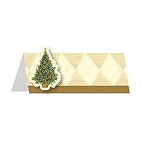 Creative Converting 12 Count Spruced Up Place Cards with Attached Christmas Tree Stickers