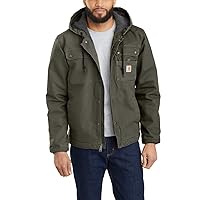 Carhartt Men's Relaxed Fit Washed Duck Sherpa-Lined Utility Jacket, Moss, Large