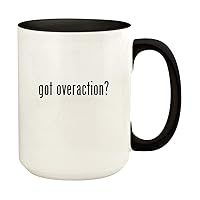 got overaction? - 15oz Ceramic Colored Handle and Inside Coffee Mug Cup, Black