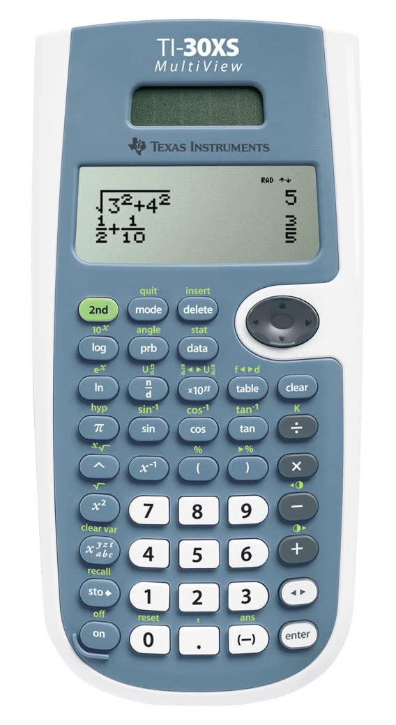 Texas Instruments TI-30XS MultiView School Calculator (up to 4-line display, solar and battery operated)
