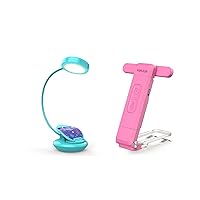Cute Rechargeable Book Light- Includes Blue Kids Book Light and 10 LED Pink Bookmark Book Light for Reading