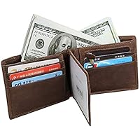 Wallet for Men RFID Leather Men's Wallet Top Layer Screwball Horse Leather Brusk Wallet Retro Casual Coin Purse Fashion Trend (Color : Coffee, Size : S)