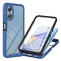 Case for Oppo A17,Slim Full-Body Rugged Stylish Protective Clear Back Hybrid 3-in-1 Case with Built-in Screen Protector Phone Case for Oppo A17 4G 2022 CPH2477/A17K 4G CPH2471 (Blue)