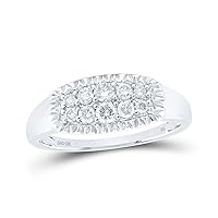 10kt White Gold Mens Round Diamond Fluted Band Ring 1/2 Cttw