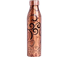 Copper Water Bottle 1 Litre Leak Proof Water Bottle Floral Design With Glossy Finish Water Bottle For Home Kitchen Office Health Drink Color:-Copper