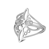 Witches Knot Ring For Women Stainless Steel Celtic Quaternary Wiccan Geometric Style Witches Knot Ring Witchcraft Amulet Jewelry Gift