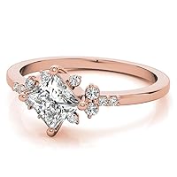 Petite Solitaire Vine Moissanite Diamond Ring Set, 2 Carat Princess Moissanite Engagement Ring Set, Wedding Ring Set, Bridal Ring, Annivrsary/Promise Ring for Wife