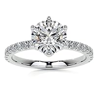 1.5 CT Round Brilliant Cut Moissanite Engagement Rings for Women Wedding Bridal Ring Set Vintage Style Halo Solitaire Ring Gemstone Diamond Handmade Jewelry 925 Sterling Silver 10K 14K 18K Solid White Gold Ring Pave Eternity Dainty Minimalist Vintage Antique Designer Anniversary Promise Purpose Ring Gift for Her