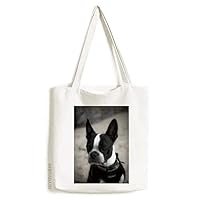 Bulldog Pet Animal Dark Picture Tote Canvas Bag Shopping Satchel Casual Handbag