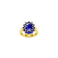 2.00 Ctw Oval Cut Lab Created Blue Sapphire Halo Womens Engagement Wedding And Girls Ring 14K Yellow Gold Plated