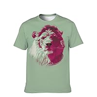 Mens Cool-Novelty T-Shirt Graphic-Tees Funny-Vintage Short-Sleeve Hip Hop: 3D Lion Print Crewneck Casual Holiday Great Gift
