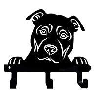 American Pit Bull Terrier Rescue Dog Shape Peek a Boo Metal Coated Bathroom Clothes Towel Wall Mounted Hook Kitchen Mudroom Bedroom (Portrait)