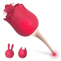 Rose Toy Vibrator for Women, 2 in 1 with 10 Vibration Modes, G Spot Rose and Clitoral Vibrator, High-Frequency Clitoral Tongue Licking Toy, Nipple Sucker Oral Sex Vibrating Masturbator,Adult Sex Games