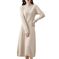Long Sleeve Maxi Dress for Women Autumn Winter Vestidos Elegantes Wool Dress Warm Cashmere Sweater Dresses