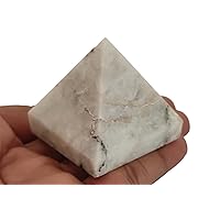 Healing Crystal White Moonstone Pyramid Metaphysical Stone Figurine, 40-45 MM Stone Pyramid Reiki Chakra Gemstone Energy Charged Generator with Gift Pouch