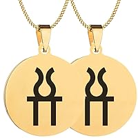 2PCS Greek Myth Hestia Virgin Goddess Of The Hearth Engraved Symbol Stainless Steel Men Women Jewelry Pendant Necklace Chain