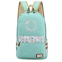 The Seven Deadly Sins Anime Floral Dot Canvas Backpack Book Bag Casual Daypack Rucksack Green / 8