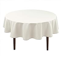Hiasan Round Tablecloth 80 Inch - Waterproof Stain Resistant Spillproof Polyester Fabric Table Cloth for Dining Room Kitchen Party, Ivory