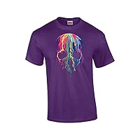 Neon Skull Tee Shirt Melting Dripping Paint Skull Face Antiquecherry Lar