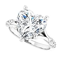 Heart-Shaped Moissanite Engagement Ring, 6ct Colorless VVS1 Clarity, Sterling Silver Setting