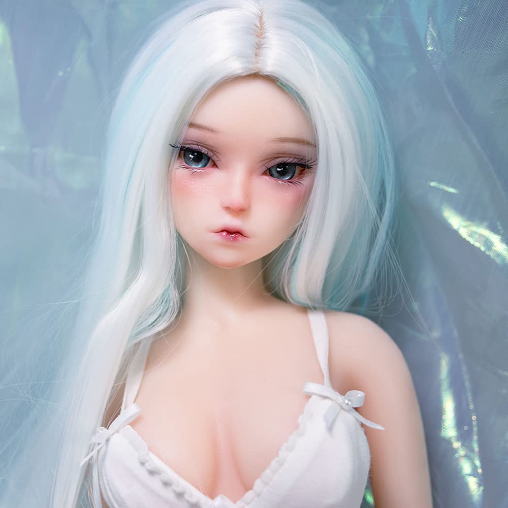Junying Ice Plum 1/5 Female Seamless Action Figures Full Silicone Material, Jydoll 60cm Flexible Female Figure Dolls for Cosplay/Photography/Arts (Wig)