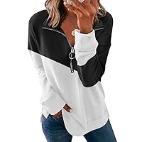 Christmas Sweatshirts For Women Oversized 1/4 Zipper Pullover Long Sleeve Fall Tops Trendy Festival Daily Outfit