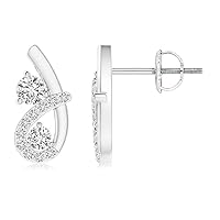 Earrings, 2.00ct Round Cut, Classic Twist Loop Earrings, Colorless Moissanite Diamond, 925 Sterling Silver Earring, Screw Back Earrings, Great for Gift Or As You Want