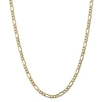 14k Gold 5.75mm Semi solid Figaro Chain Necklace Jewelry Gifts for Women - Length Options: 16 18 20 22 24 26