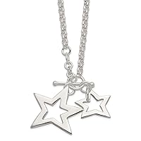 925 Sterling Silver Polished Fancy Stars Necklace 16 Inch Toggle Jewelry for Women