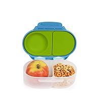 b.box Snack Box for Kids & Toddlers: 2 Compartment Snack Containers, Mini Bento Box, Lunch Box. Leak Proof, BPA free, Dishwasher safe. School Supplies. Ages 4 months+ (Ocean Breeze, 12oz capacity)