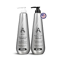 Silk Keratin Shampoo & Conditioner Set - Smooth Protection Sulfate-Free Shampoo & Smooth Hydration Conditioner (27 Oz), grey