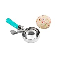 Restaurantware Met Lux 6 Ounce Portion Scoop 1 Durable Disher Scoop - Thumb Trigger Teal Stainless Steel Ice Cream Disher For Portion Control For Ice Cream Mashed Potato And Cookie Dough