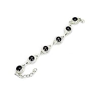 Natural Garnet Silver Bracelets For Gift Spring-ring Clasp January Birthstone L 6.5-8 Inch