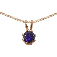 Solid 9ct Rose Gold Natural Amethyst Womens Pendant & Chain Necklace - Choice of Chain lengths