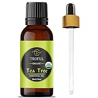 Organic Tea Tree Essential Oil,30 ml - Australian Organic,100% Pure and Natural Aromatherapy Oil for Face, Hair, Acne, Scalp, Foot, Skin, Nails, Home Diffuser