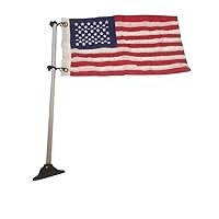 Pontoon Flag Pole Socket w/American USA Flag 24