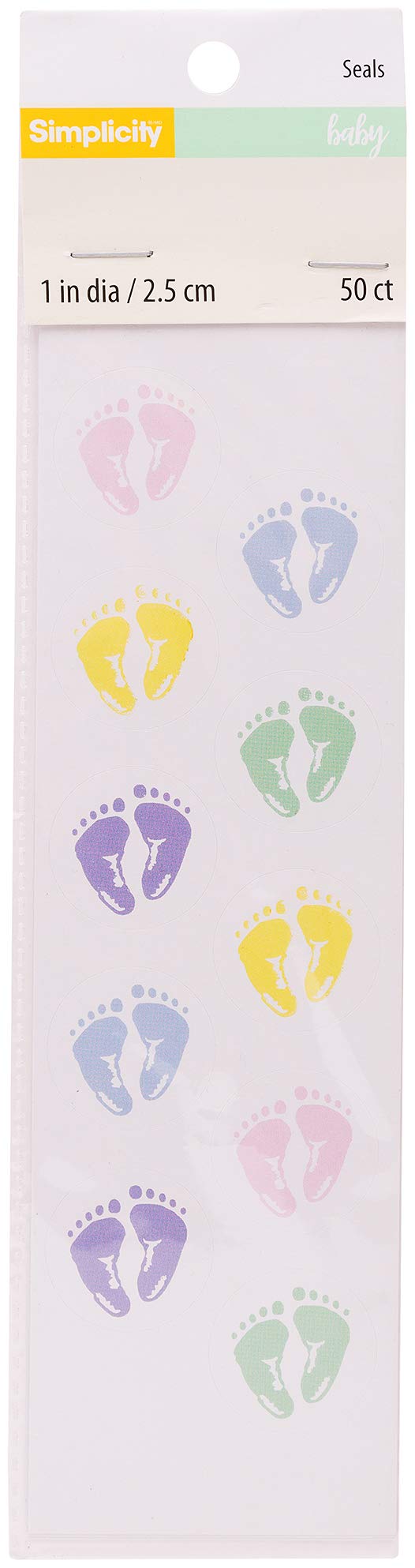 Simplicity Baby Feet Envelope Seal Stickers for Baby Shower Invitations, 50pc