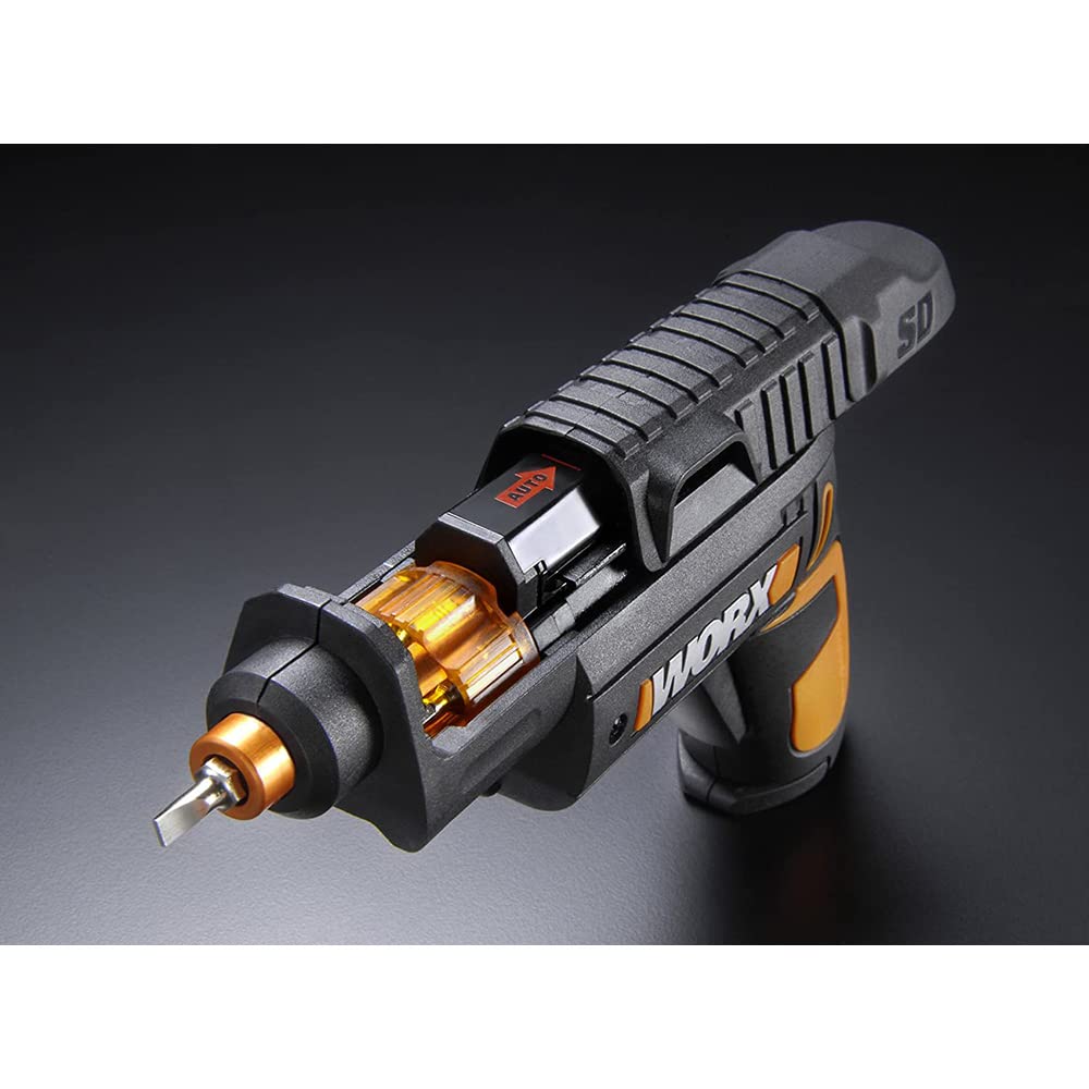 WORX WX255 | 4V Screwdriver | Automatic Bit Change | Screw Adapter | Includes Bit Kit | LED Light | Lightweight and Compact | Screwing Efficiency