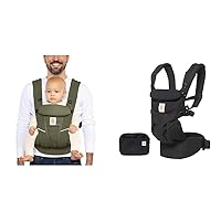Ergobaby All Carry Positions Breathable Mesh Baby Carrier & Omni 360 All-Position Baby Carrier for Newborn to Toddler with Lumbar Support (7-45 Pounds), Pure Black, 1 Count (Pack of 1)