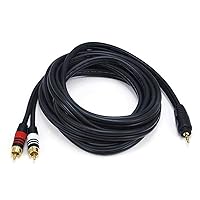 Monoprice Audio Cable - 10 Feet - Black | Premium Stereo Male to 2 RCA Male 22AWG, Gold Plated