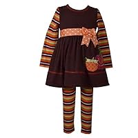 Bonnie Jean Baby Girl Pumpkin Dress & Striped Leggings Set (12 Months)