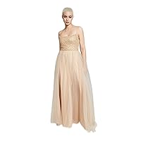 B Darlin Womens Gold Embellished Zippered Strappy Back Lined Tulle Sleeveless Scoop Neck Full-Length Prom Gown Dress Juniors 13