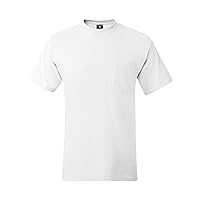 Hanes Adult High Stitch Ring Spun Preshrunk Pocket T-Shirt, White, X-Large