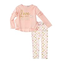 baby-girls Love Who You Are 2 Pc Set Top & Printed Interlock LeggingsPajama Set